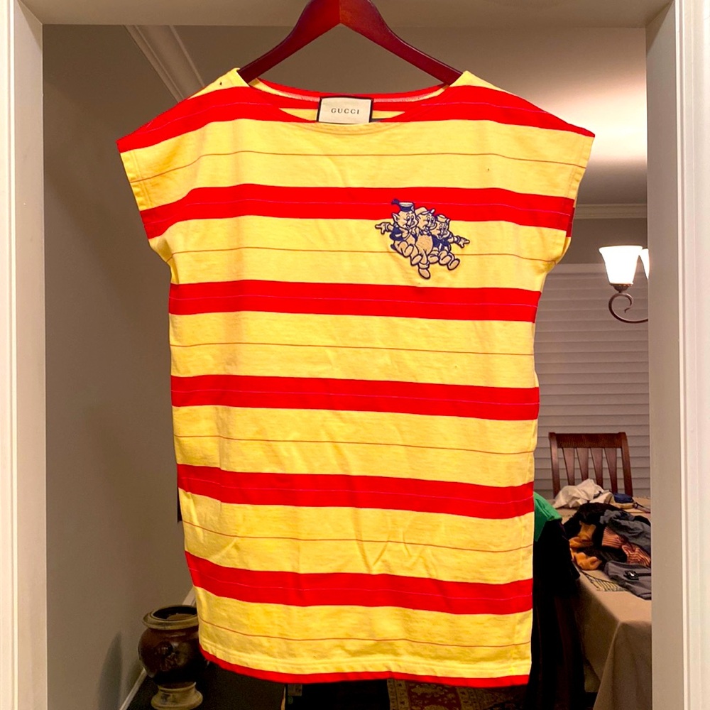 Gucci / Disney Three Little Pigs Striped Shirt. DAMAGED
